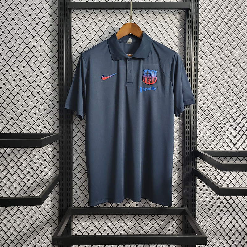 Barcelona 22-23 Polo Shirt - Navy Blue